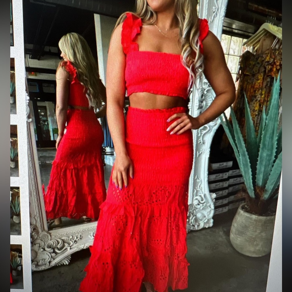 Red festive two piece set
